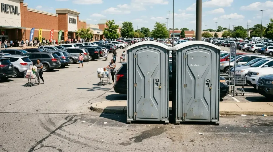 Portable Toilets — Commercial Parking Lot